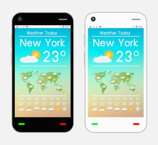 A split-screen image showing mobile weather apps on one side and a NOAA weather radio on the other.