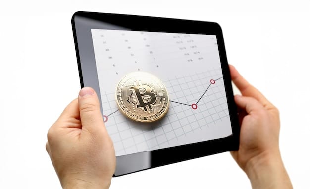 A close-up of a digital form being filled out on a tablet, with cryptocurrency symbols floating in the background, representing the increased reporting requirements.