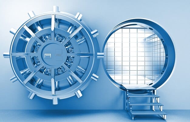 A depiction of a secure digital vault with multiple layers of security, symbolizing the enhanced safety measures under the new regulations.