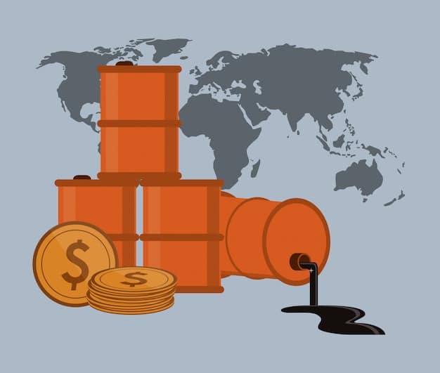 Illustration showing a diverse range of commodities, including barrels of oil, stacks of gold bars, piles of wheat, and copper ingots, placed on a world map to represent global commodity markets.