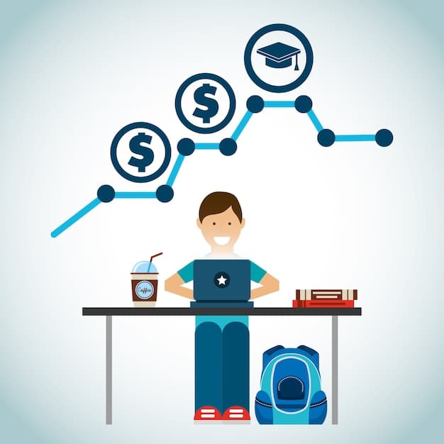 A graphic showing the process of student loan consolidation: multiple loans being combined into one with a simplified payment schedule.
