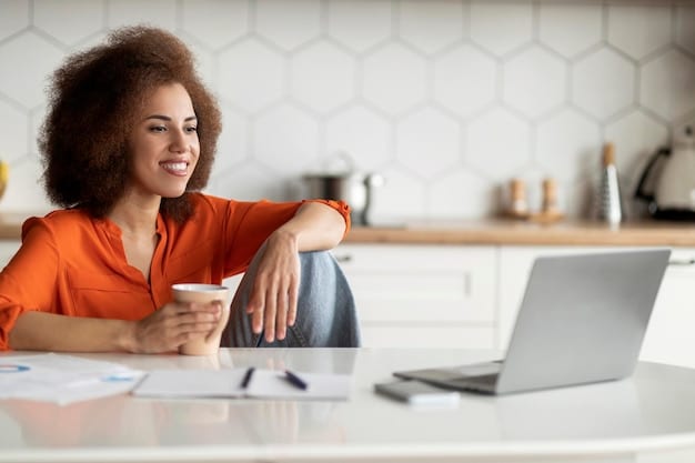 A person smiling and looking relaxed while managing their finances on a laptop, with a single, clear payment schedule displayed.