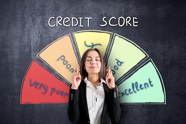 A visual representation of a credit score gauge showing a good rating, with student loan icons subtly integrated to represent the impact of loan payments.