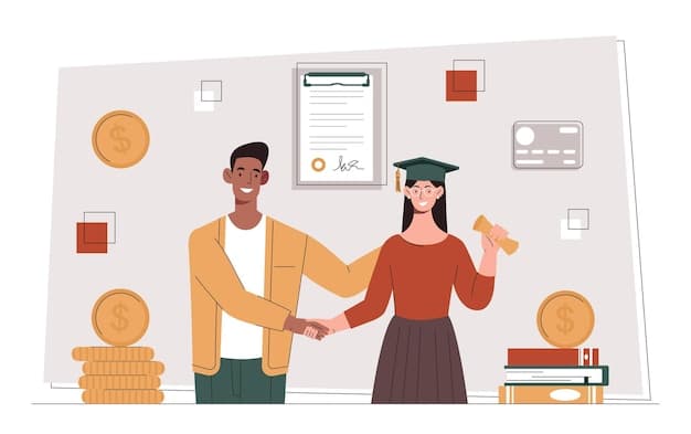 An educator receiving a certificate of loan forgiveness while shaking hands with an official, symbolizing successful completion of the PSLF program.