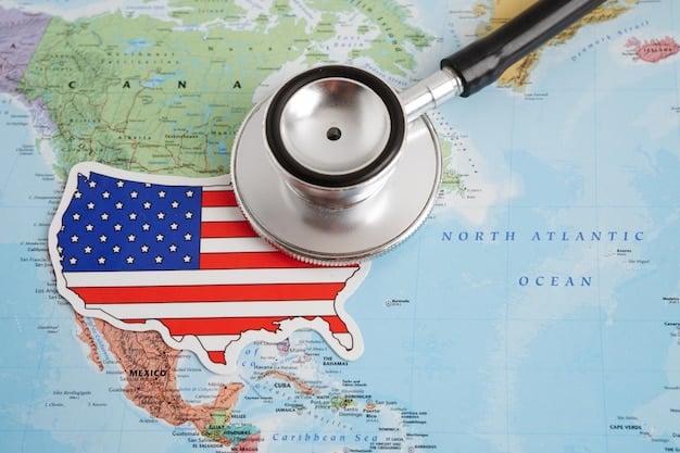 A map of the United States highlighting states with active loan forgiveness programs for doctors. Each highlighted state has a small icon of a stethoscope. The map is clean and informative.