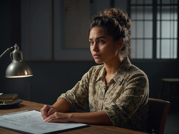 A soldier sitting at a desk, reviewing documents related to student loan forgiveness. The setting is a quiet office or library, emphasizing the importance of administrative tasks in accessing these benefits.