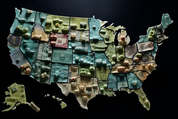 A map of the United States, with different states highlighted in varying colors, representing different levels of state taxation on Social Security benefits.