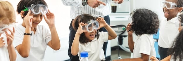 A group of elementary students participating in an after-school science program run by a local community center, showcasing hands-on learning and community engagement.