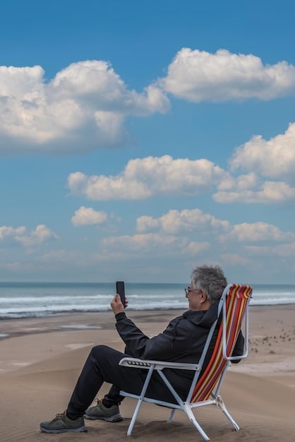 A split-screen image; one side shows a person enjoying a vacation in retirement (e.g., relaxing on a beach), while the other side shows a person working a low-paying job in retirement (e.g., a greeter at a store). A thought bubble above each person indicates that the vacationer had planned well and saved adequately, while the worker regrets not saving enough.