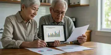 Elderly couple analyzing Social Security COLA 2025 financial impact