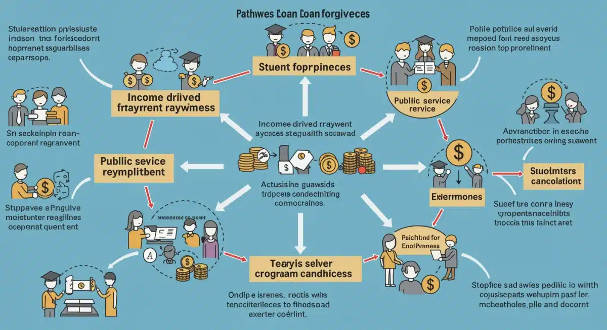 Infographic detailing various student loan forgiveness pathways and eligibility