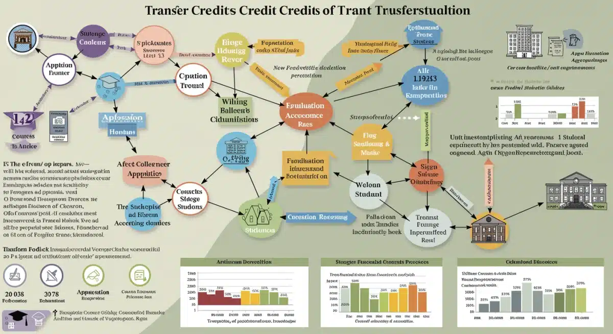 Infographic showing transfer credit pathways between colleges