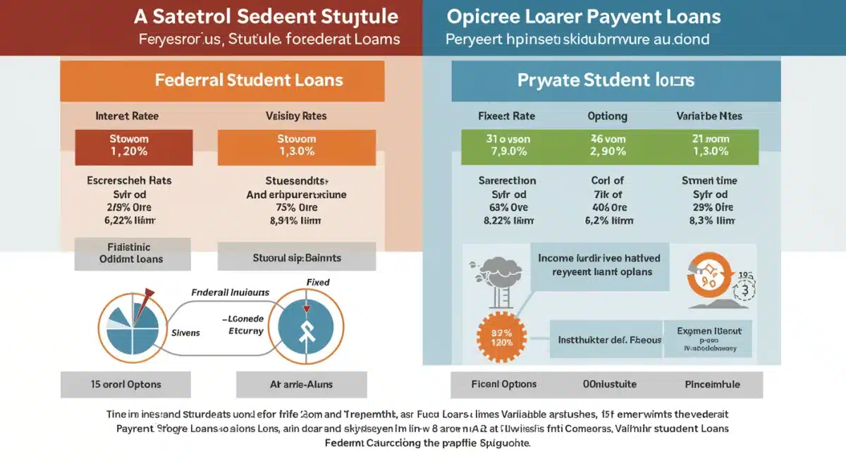 Federal vs. private student loan features comparison infographic