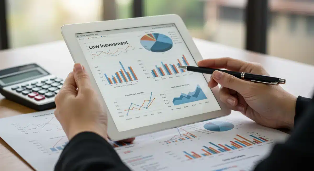Person analyzing financial data for low-risk investment planning.