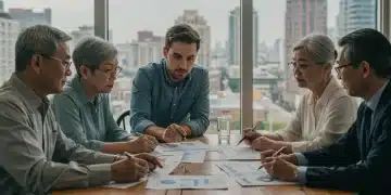 Group discussing Social Security future policies and financial projections