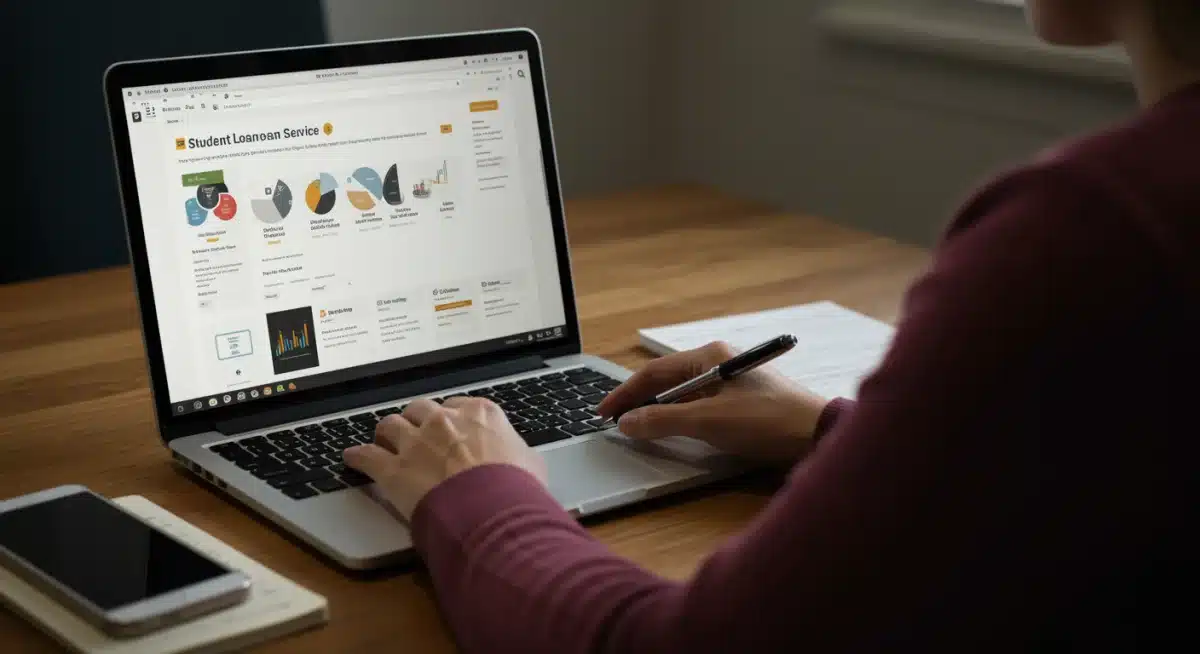 Person reviewing student loan documents online for PSLF