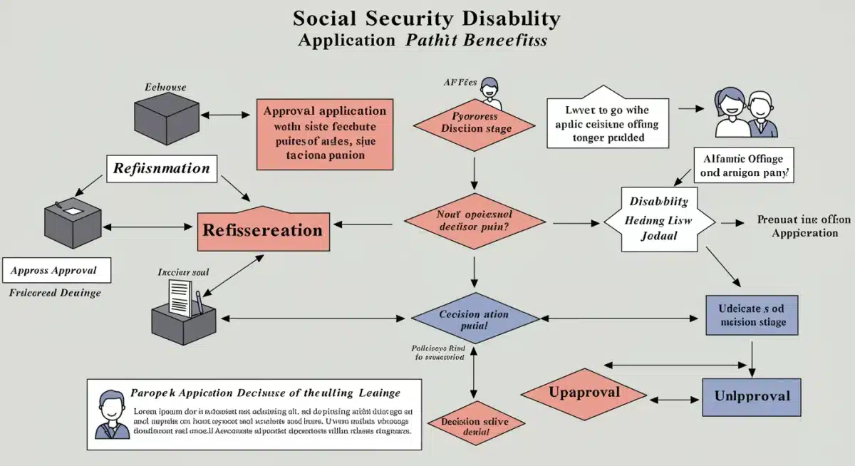 Flowchart depicting the Social Security Disability application process stages