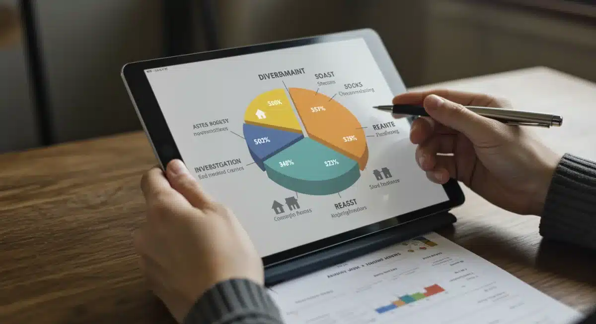 Person reviewing diversified investment portfolio on a tablet, showing different asset classes.