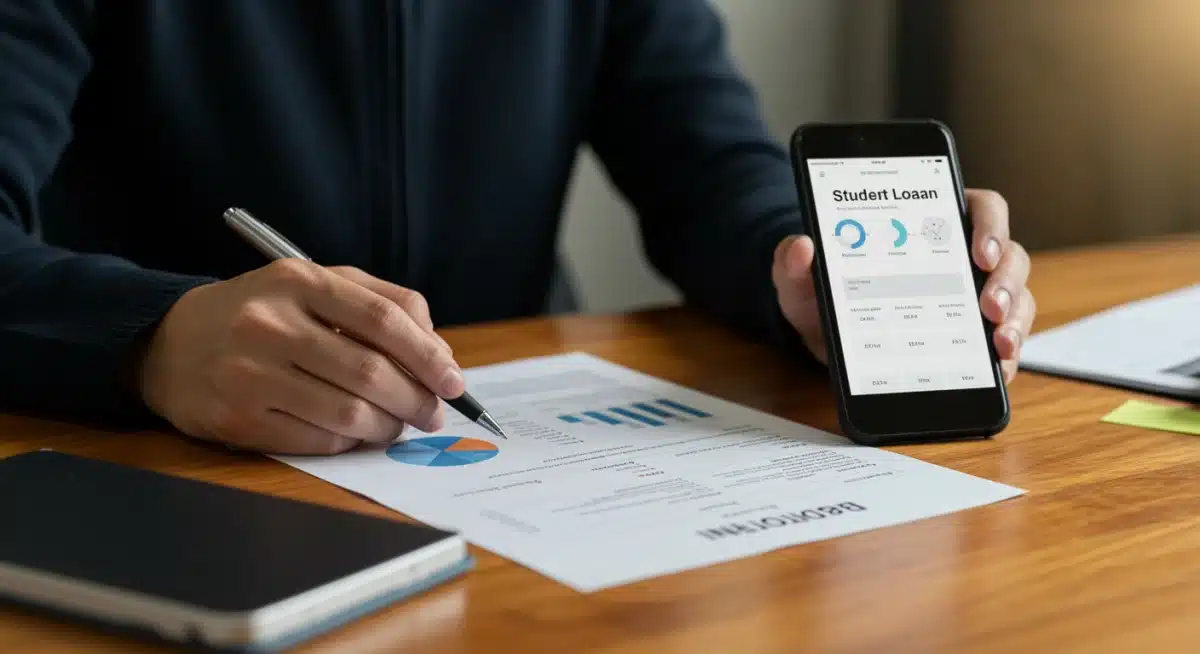 Person reviewing financial documents and budgeting on smartphone