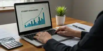 Person reviewing student loan documents and financial graphs on a laptop, symbolizing SAVE Plan savings strategies for 2026.