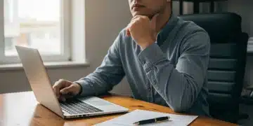 Person reviewing Social Security Disability application documents on a laptop