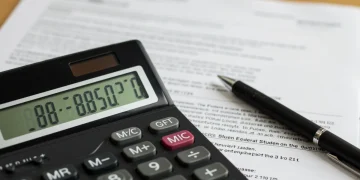 Calculator showing lower interest rate with federal student loan documents