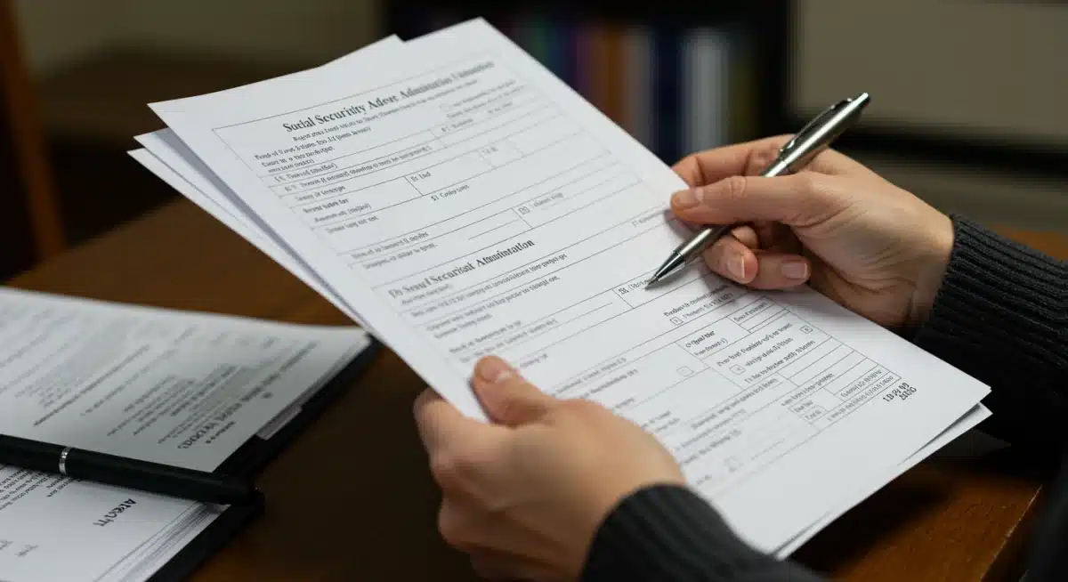Hands filling out Social Security survivor benefits application forms