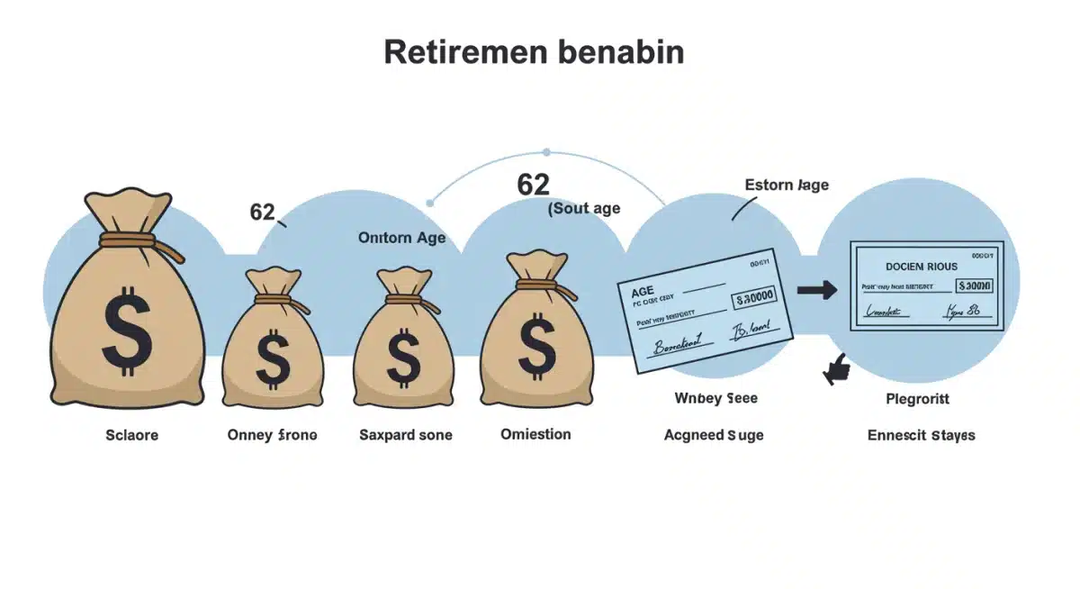 Retirement age timeline showing varying Social Security benefit amounts