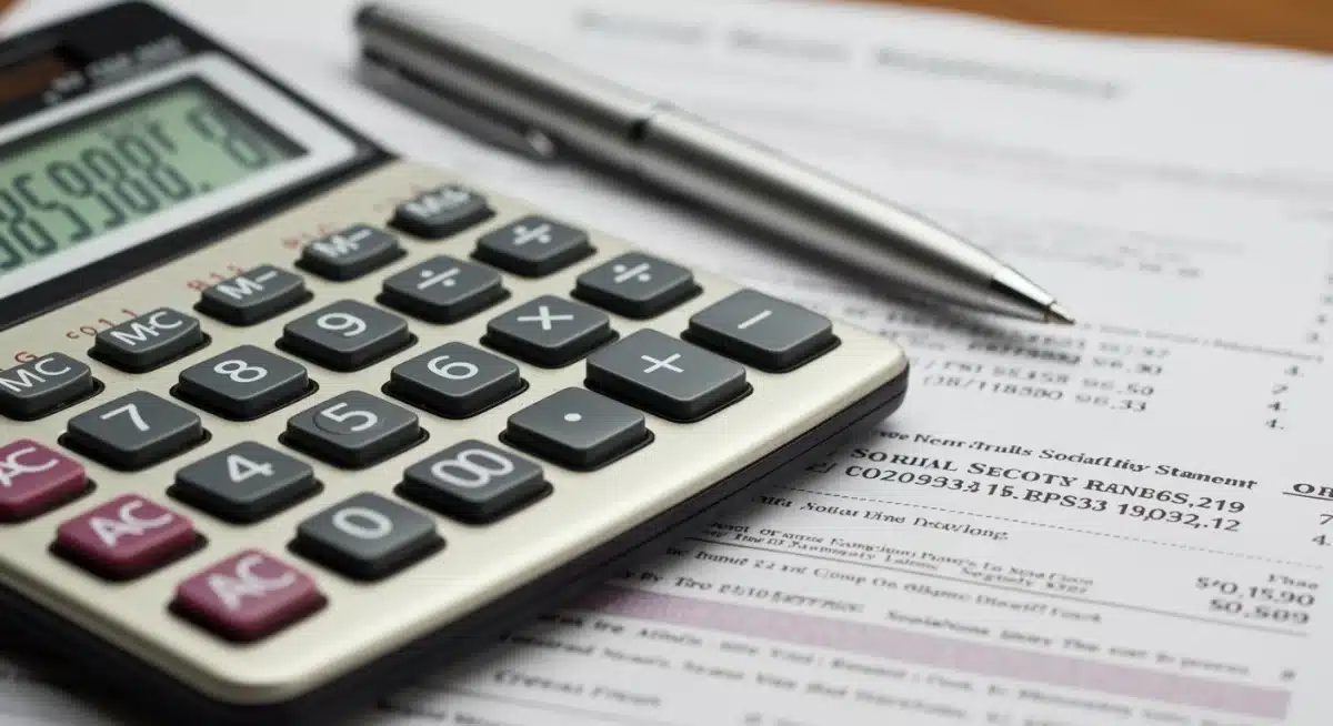 Calculator and Social Security statement for benefit calculation