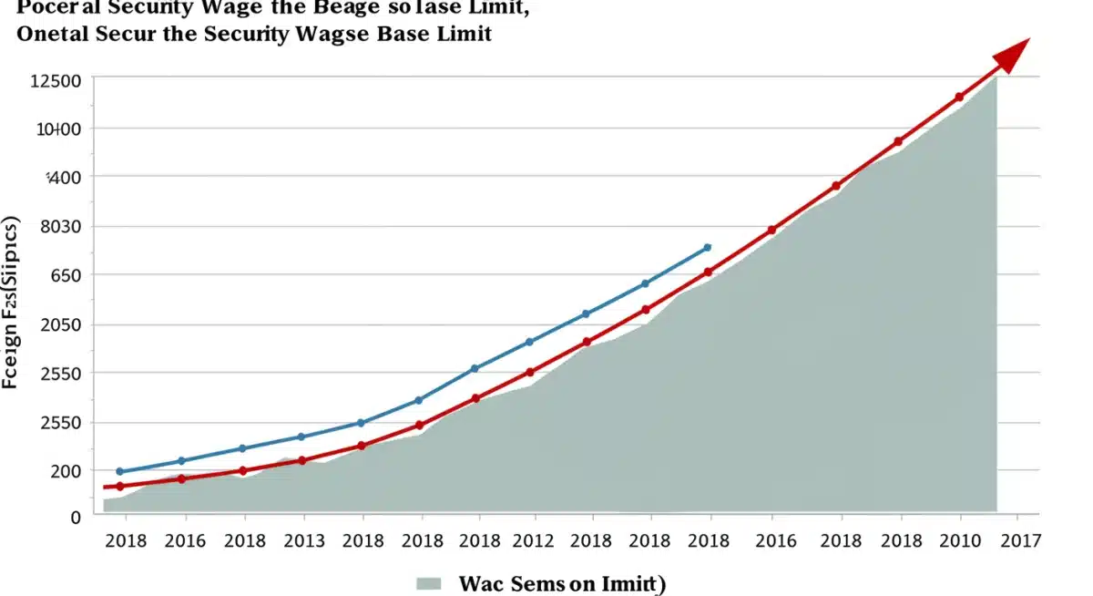 Graph illustrating the historical increase in the Social Security wage base limit.