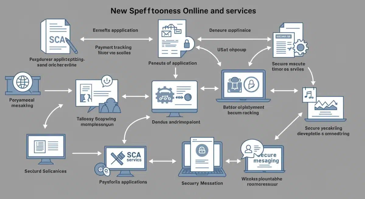Infographic showing interconnected new SSA online services for enhanced user experience.