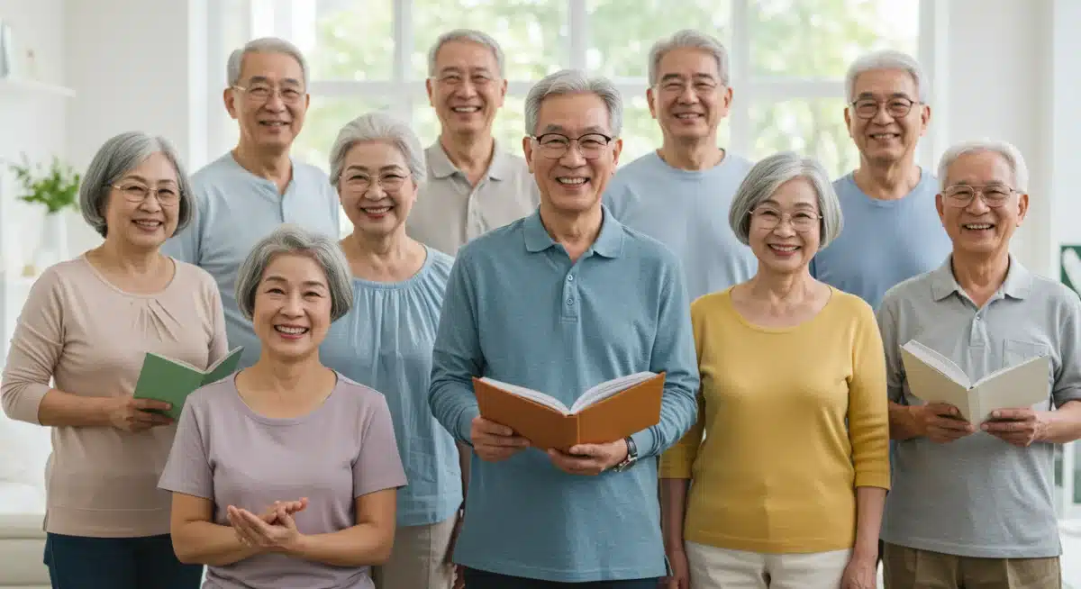Diverse group of happy senior citizens engaged in activities, symbolizing the positive impact of Social Security benefits on their quality of life.