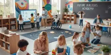 Children learning in a modern, inclusive early childhood classroom with engaged teachers.