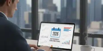 Person planning retirement contributions on a laptop