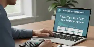 Person analyzing SAVE Plan student loan details on laptop