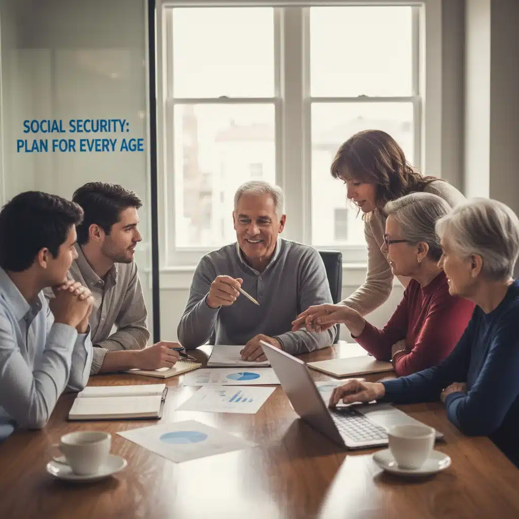Diverse group discussing financial planning and Social Security benefits