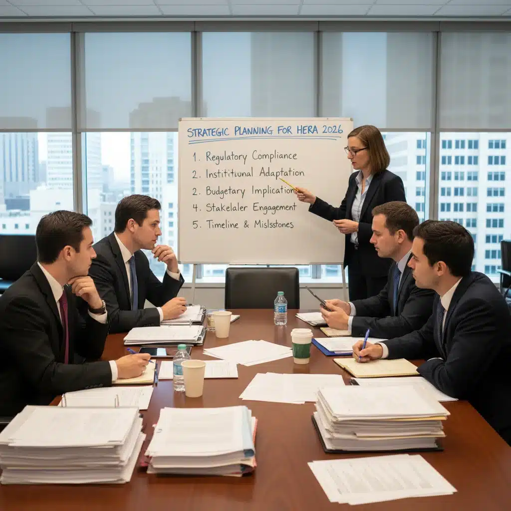 University administrators planning strategic responses to the Higher Education Reauthorization Act.
