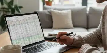 Person analyzing financial spreadsheet to cut monthly expenses