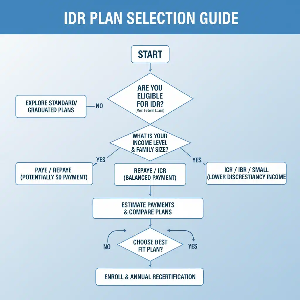 Flowchart explaining income-driven repayment plan options