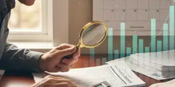 Person reviewing 2026 Social Security Statement with magnifying glass