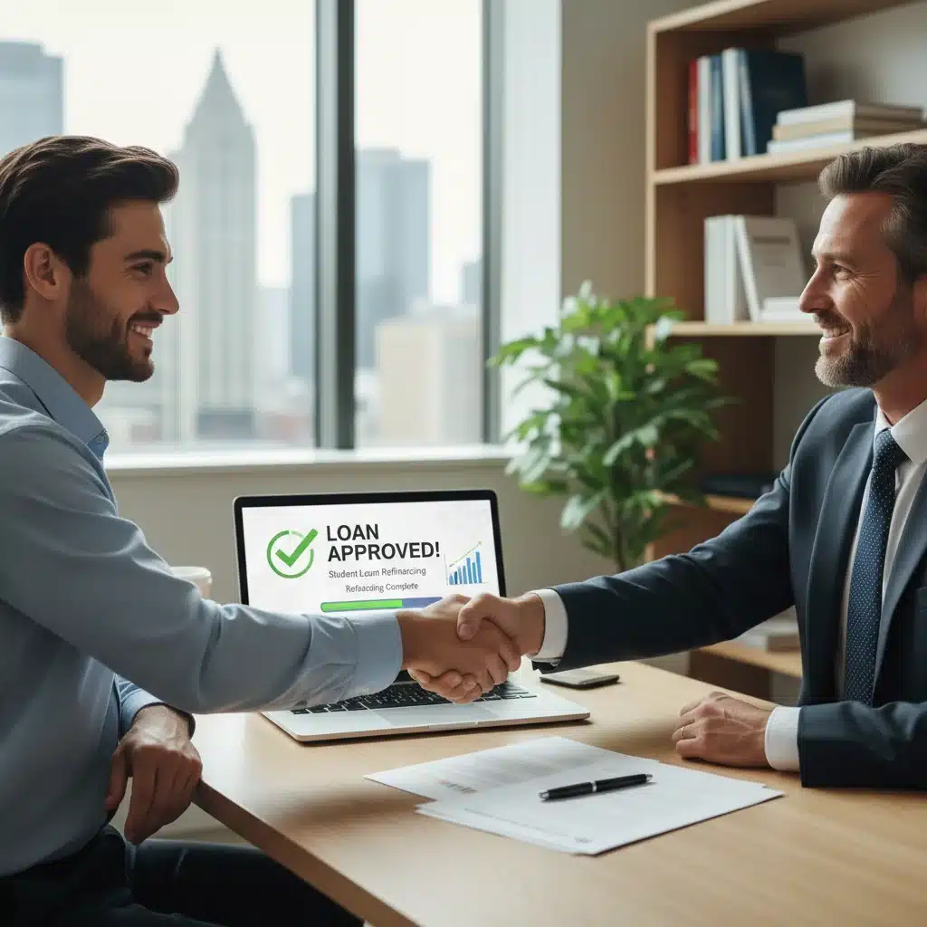 Successful student loan refinancing application with financial advisor